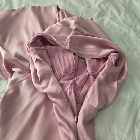 NWT Anthropologies BHLDN Amelia Deep-V Satin Maxi Dress Pink formal size XS $220 - Picture 10 of 13